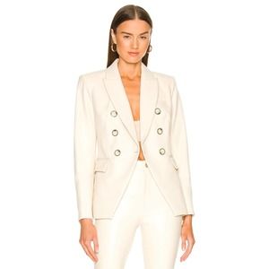 NWT Veronica‎ Beard Miller Dickey Vegan Leather Blazer Jacket in Ecru Size 24